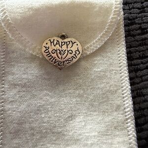 Happy Anniversary Heart Charm - Silver Tone